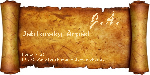 Jablonsky Árpád névjegykártya
