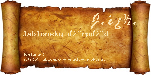 Jablonsky Árpád névjegykártya