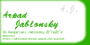 arpad jablonsky business card